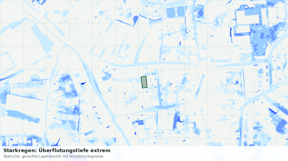 Statische Kartenansicht: Starkregen: Überflutungstiefe extrem