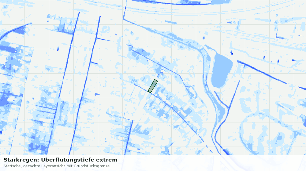 Statische Kartenansicht: Starkregen: Überflutungstiefe extrem