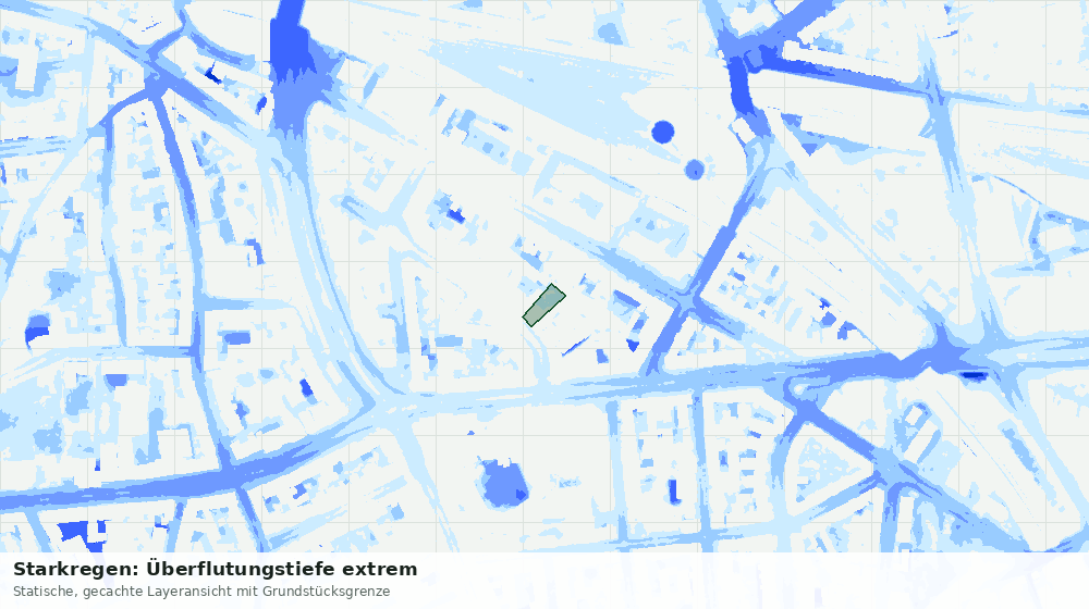 Statische Kartenansicht: Starkregen: Überflutungstiefe extrem