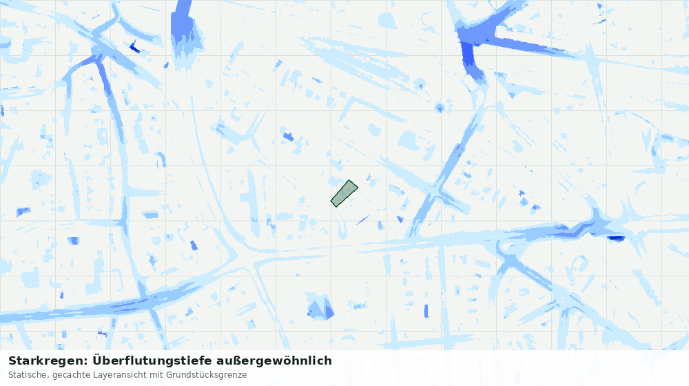 Statische Kartenansicht: Starkregen: Überflutungstiefe außergewöhnlich