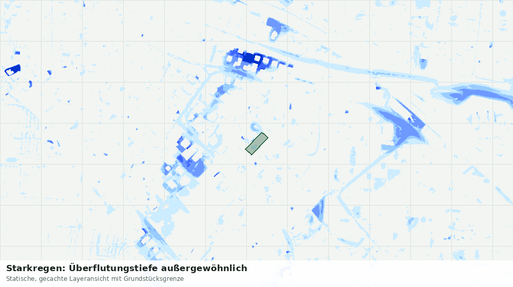 Statische Kartenansicht: Starkregen: Überflutungstiefe außergewöhnlich