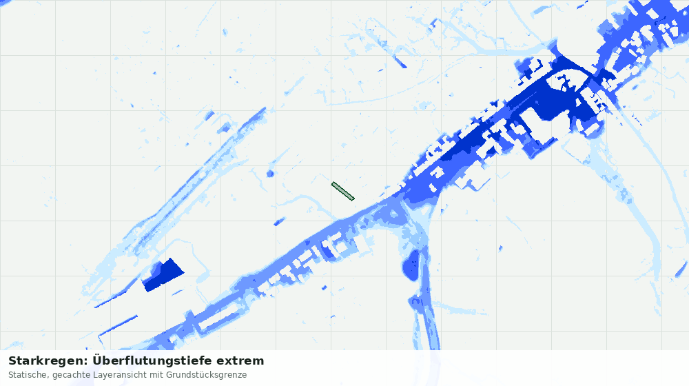 Statische Kartenansicht: Starkregen: Überflutungstiefe extrem
