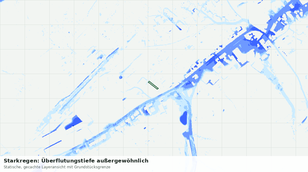 Statische Kartenansicht: Starkregen: Überflutungstiefe außergewöhnlich