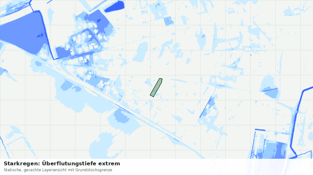 Statische Kartenansicht: Starkregen: Überflutungstiefe extrem