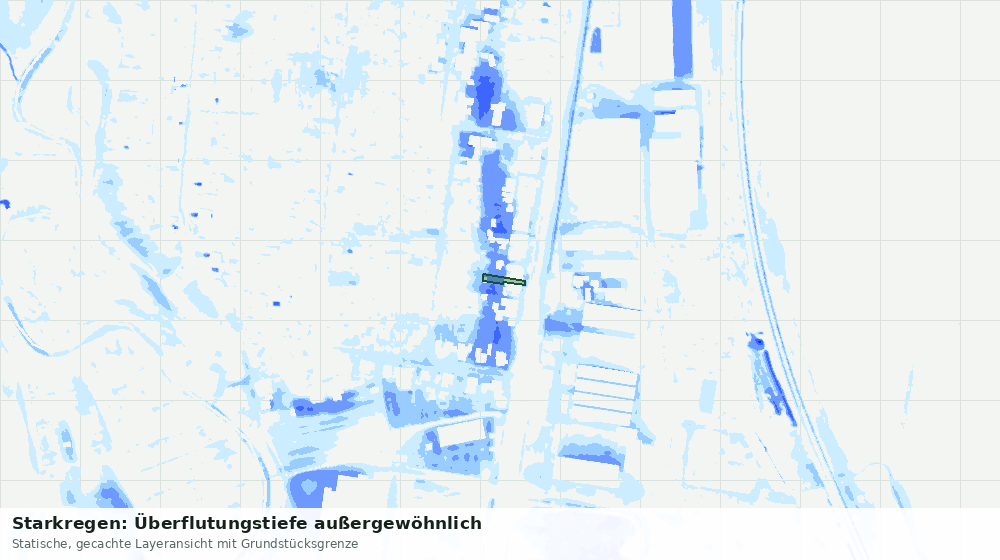 Statische Kartenansicht: Starkregen: Überflutungstiefe außergewöhnlich