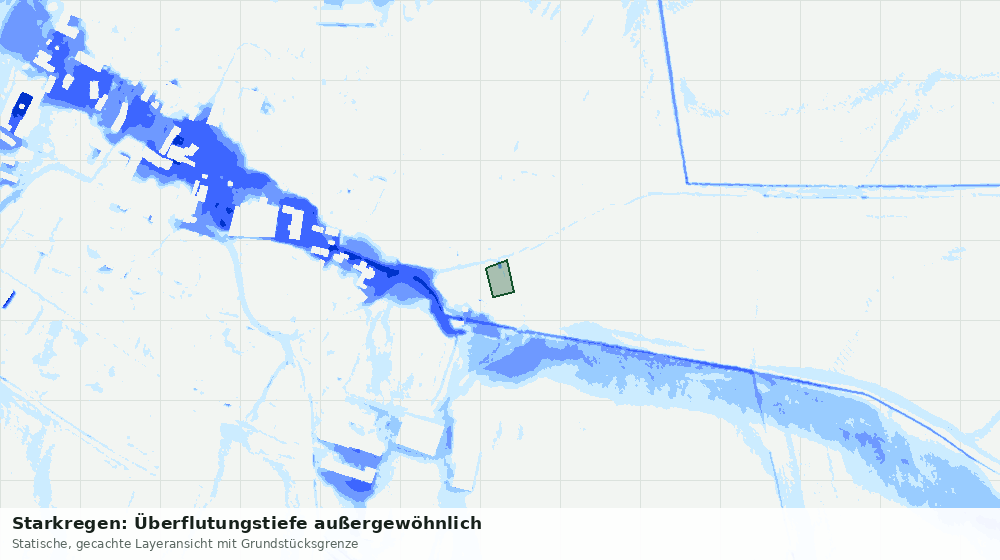 Statische Kartenansicht: Starkregen: Überflutungstiefe außergewöhnlich