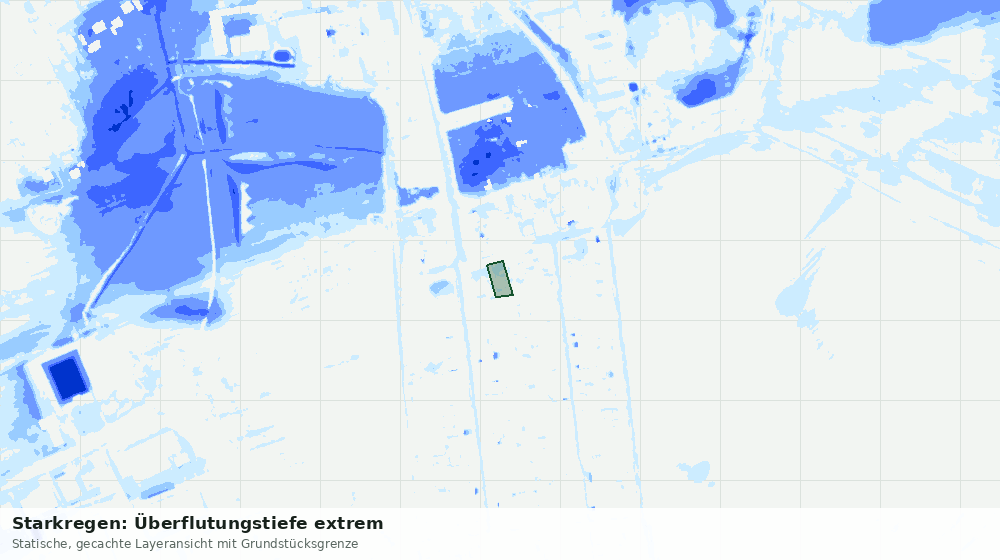 Statische Kartenansicht: Starkregen: Überflutungstiefe extrem