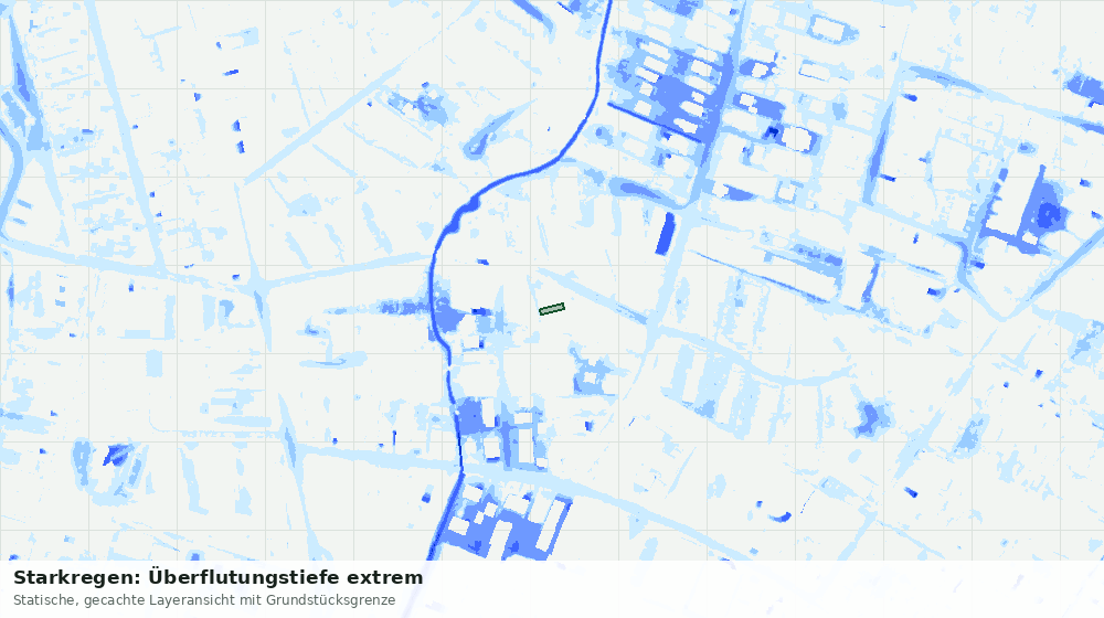 Statische Kartenansicht: Starkregen: Überflutungstiefe extrem