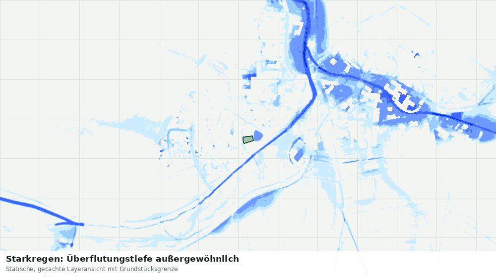Statische Kartenansicht: Starkregen: Überflutungstiefe außergewöhnlich