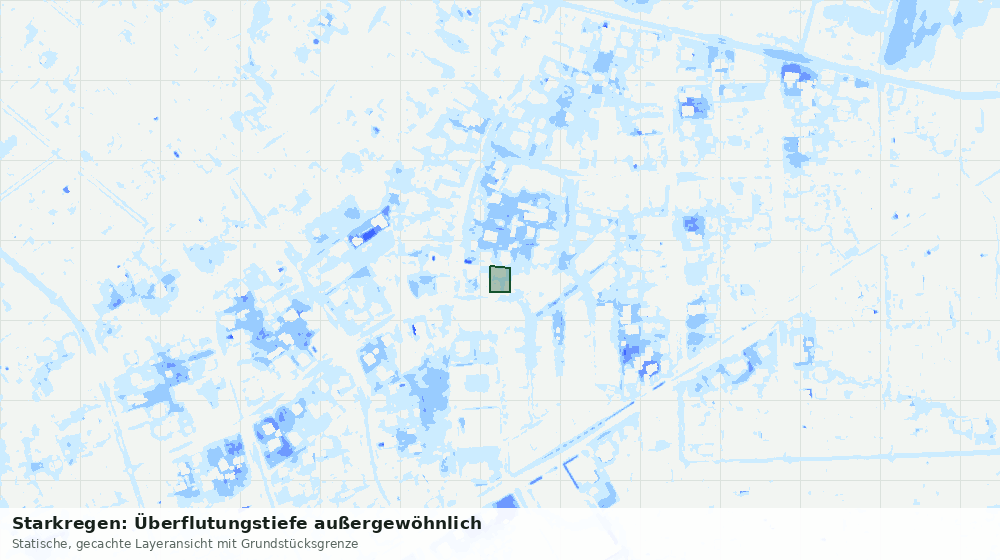 Statische Kartenansicht: Starkregen: Überflutungstiefe außergewöhnlich