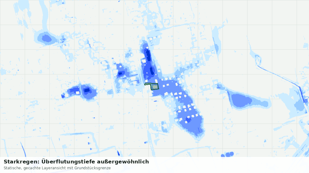 Statische Kartenansicht: Starkregen: Überflutungstiefe außergewöhnlich