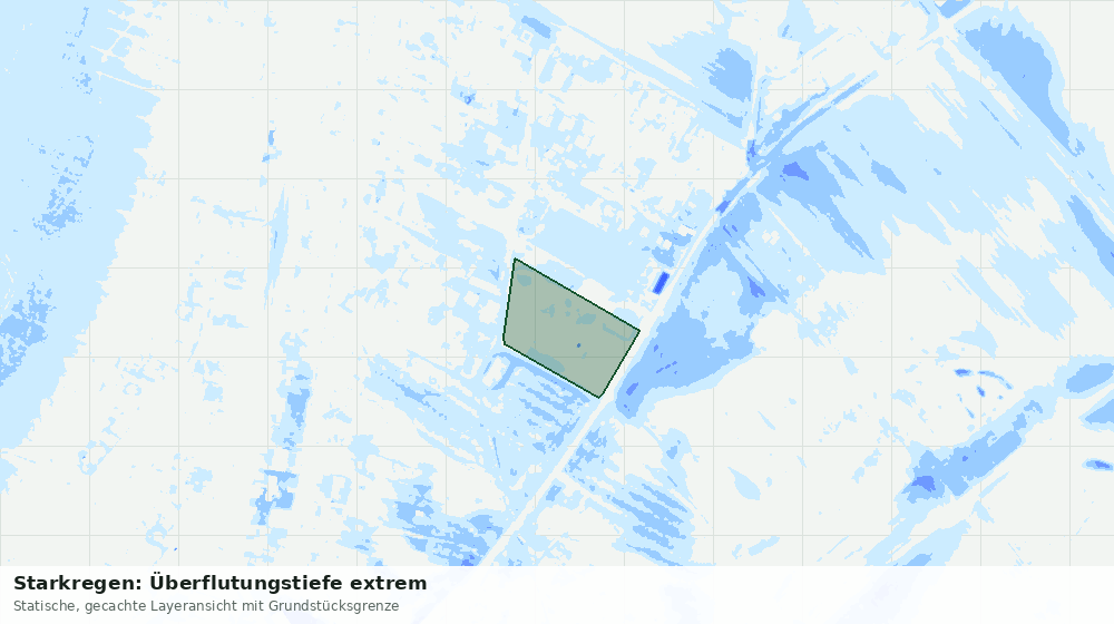 Statische Kartenansicht: Starkregen: Überflutungstiefe extrem