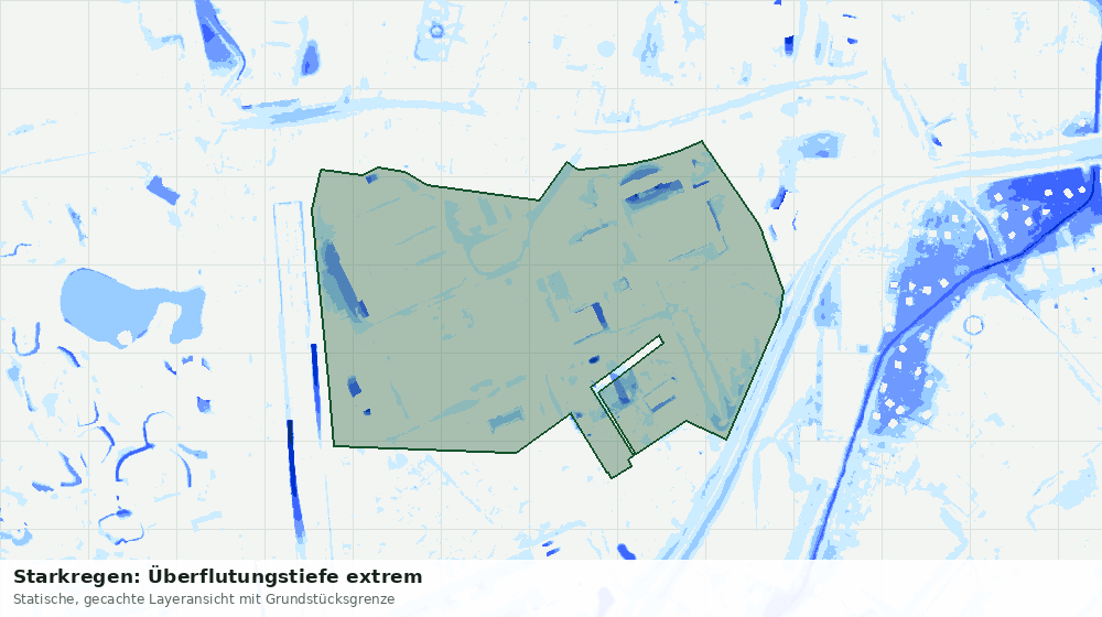 Statische Kartenansicht: Starkregen: Überflutungstiefe extrem