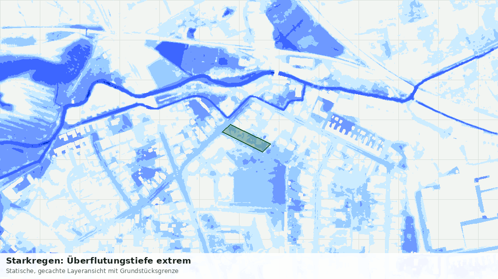 Statische Kartenansicht: Starkregen: Überflutungstiefe extrem