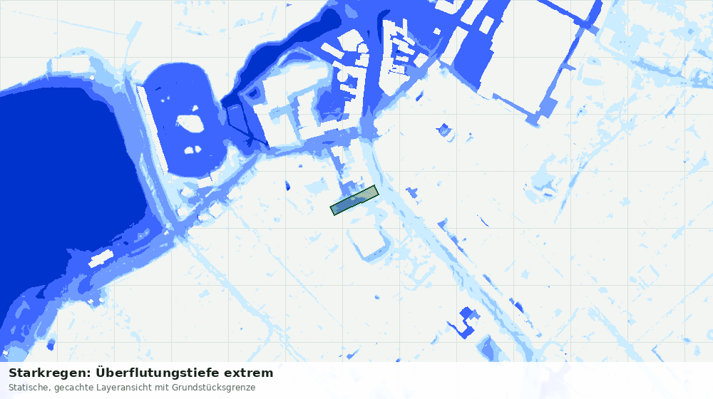 Statische Kartenansicht: Starkregen: Überflutungstiefe extrem