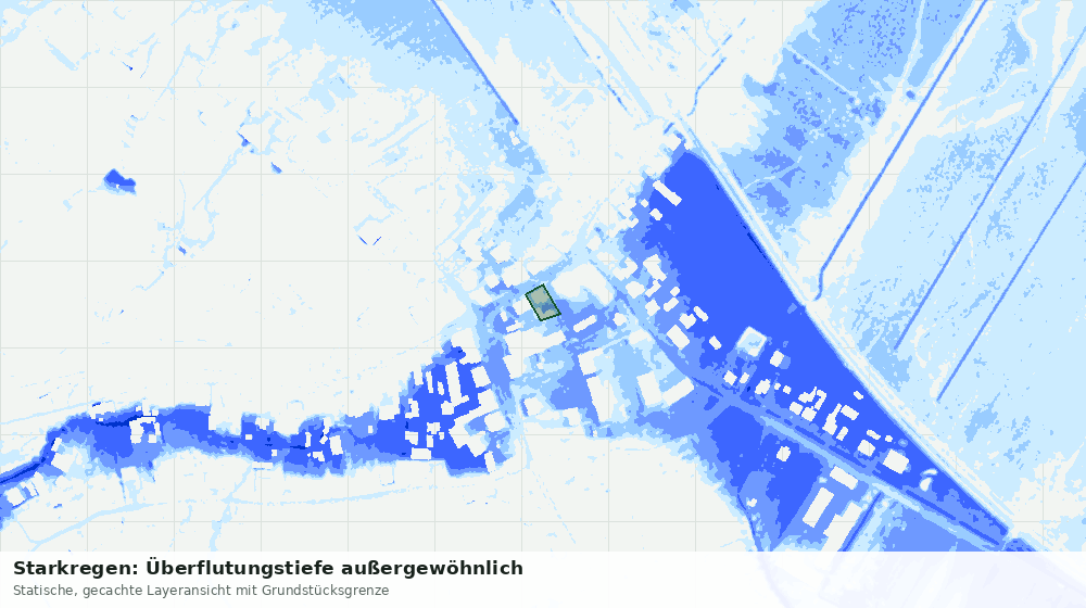 Statische Kartenansicht: Starkregen: Überflutungstiefe außergewöhnlich