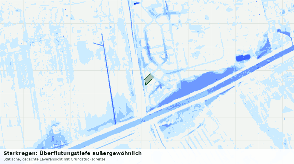 Statische Kartenansicht: Starkregen: Überflutungstiefe außergewöhnlich