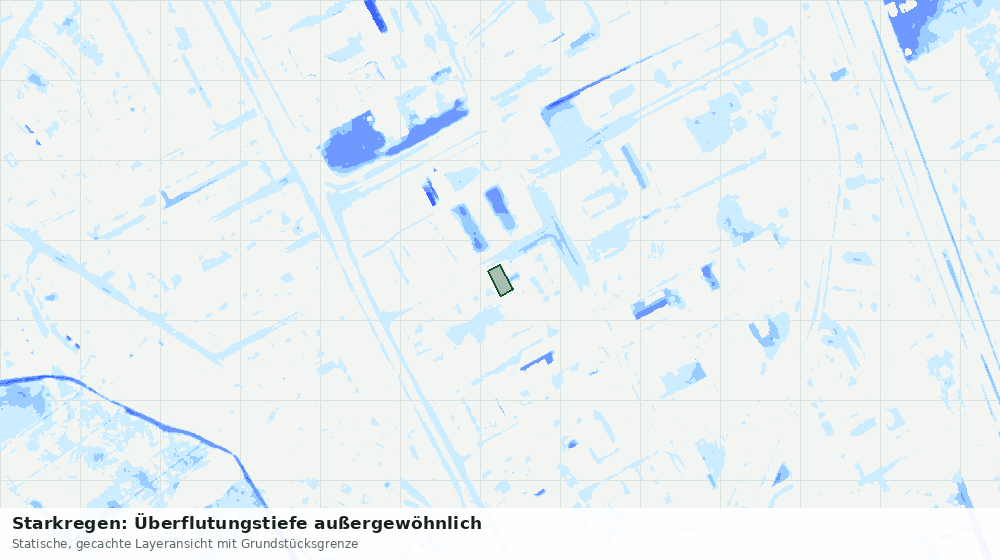 Statische Kartenansicht: Starkregen: Überflutungstiefe außergewöhnlich
