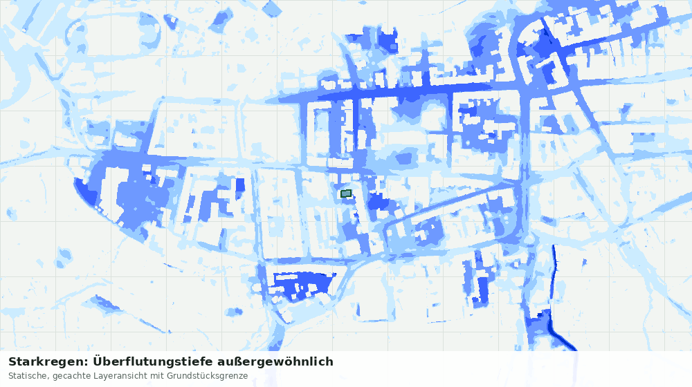 Statische Kartenansicht: Starkregen: Überflutungstiefe außergewöhnlich
