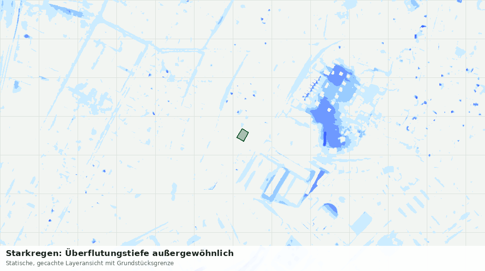Statische Kartenansicht: Starkregen: Überflutungstiefe außergewöhnlich
