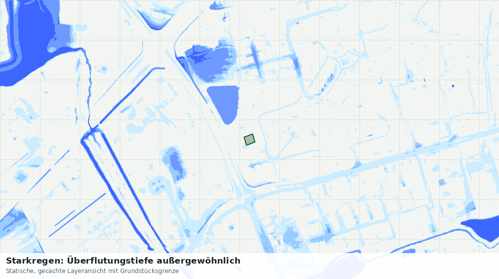 Statische Kartenansicht: Starkregen: Überflutungstiefe außergewöhnlich