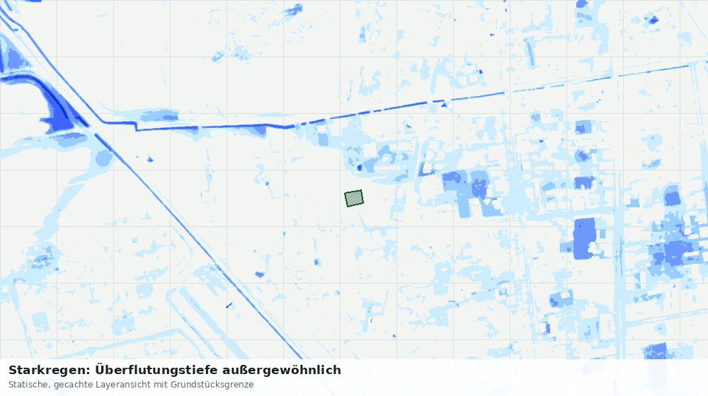 Statische Kartenansicht: Starkregen: Überflutungstiefe außergewöhnlich
