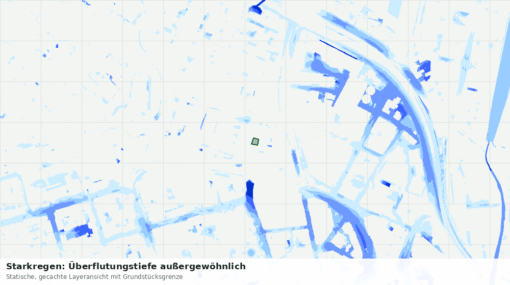 Statische Kartenansicht: Starkregen: Überflutungstiefe außergewöhnlich