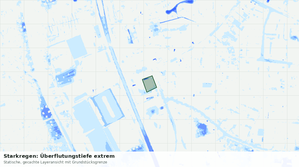Statische Kartenansicht: Starkregen: Überflutungstiefe extrem