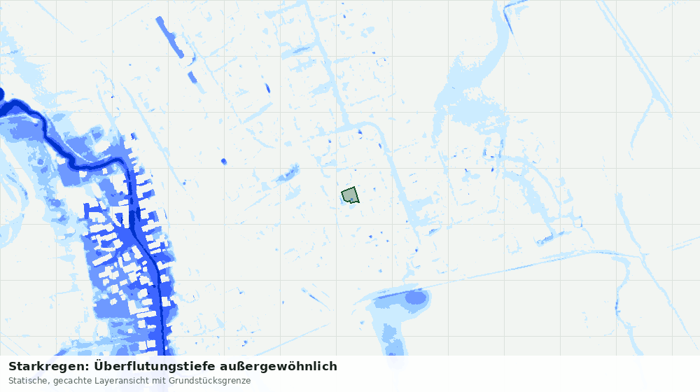 Statische Kartenansicht: Starkregen: Überflutungstiefe außergewöhnlich