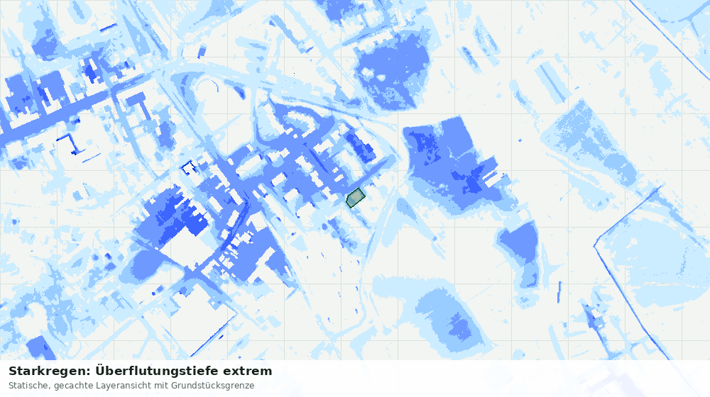 Statische Kartenansicht: Starkregen: Überflutungstiefe extrem
