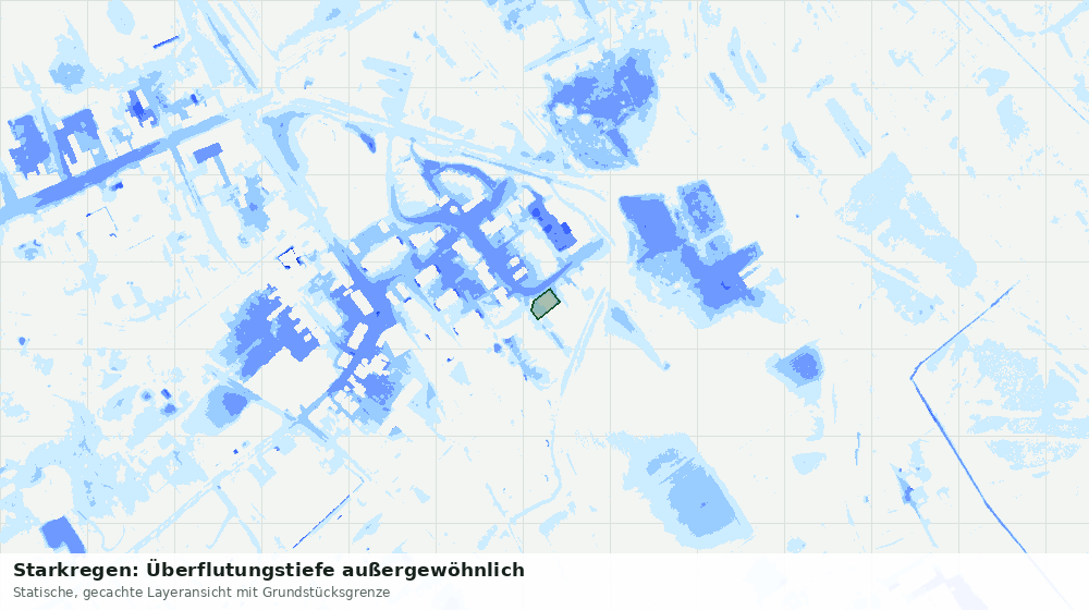 Statische Kartenansicht: Starkregen: Überflutungstiefe außergewöhnlich