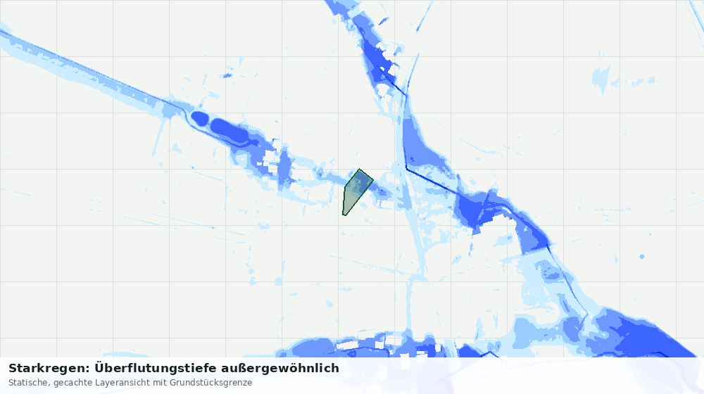 Statische Kartenansicht: Starkregen: Überflutungstiefe außergewöhnlich