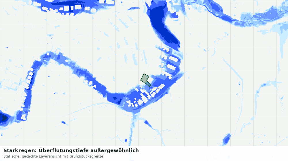 Statische Kartenansicht: Starkregen: Überflutungstiefe außergewöhnlich