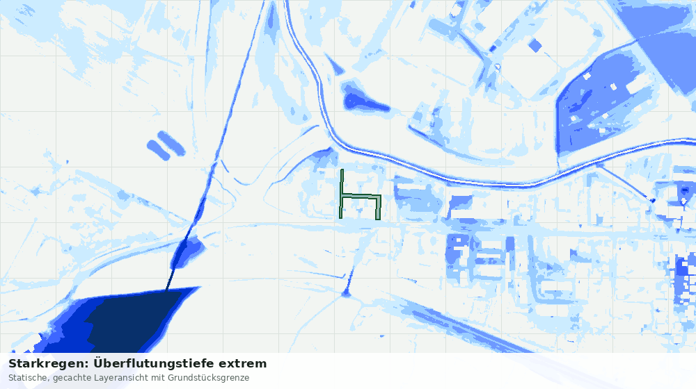 Statische Kartenansicht: Starkregen: Überflutungstiefe extrem