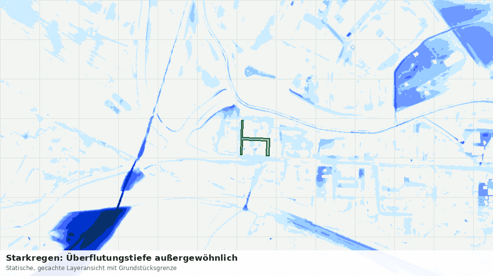Statische Kartenansicht: Starkregen: Überflutungstiefe außergewöhnlich