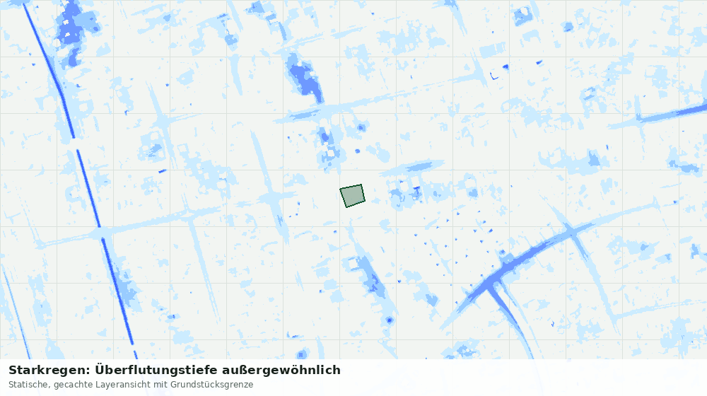 Statische Kartenansicht: Starkregen: Überflutungstiefe außergewöhnlich