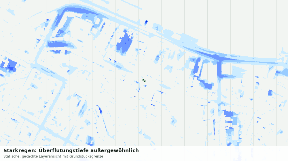 Statische Kartenansicht: Starkregen: Überflutungstiefe außergewöhnlich