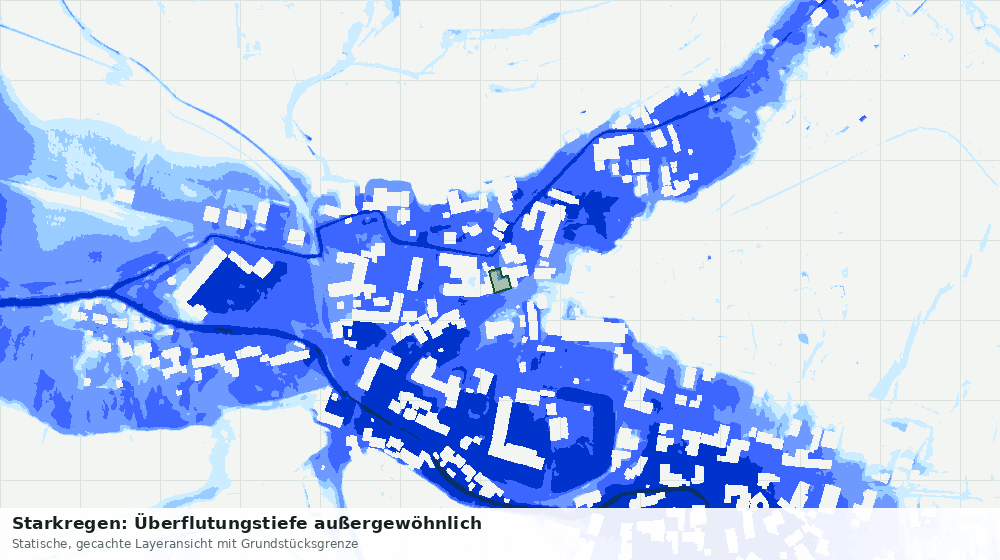 Statische Kartenansicht: Starkregen: Überflutungstiefe außergewöhnlich