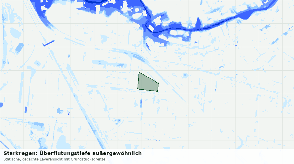 Statische Kartenansicht: Starkregen: Überflutungstiefe außergewöhnlich