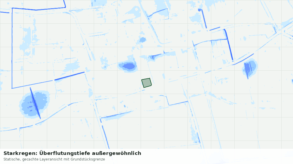 Statische Kartenansicht: Starkregen: Überflutungstiefe außergewöhnlich