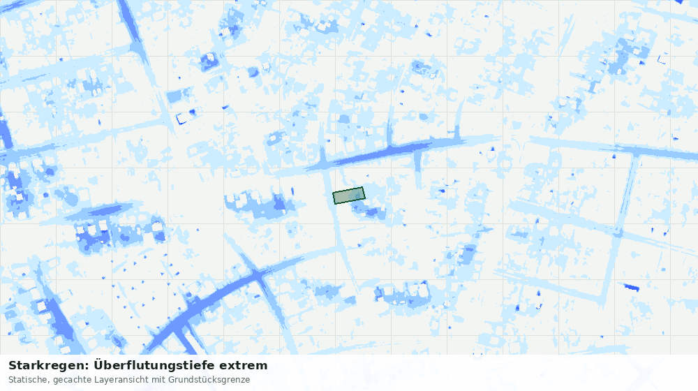 Statische Kartenansicht: Starkregen: Überflutungstiefe extrem