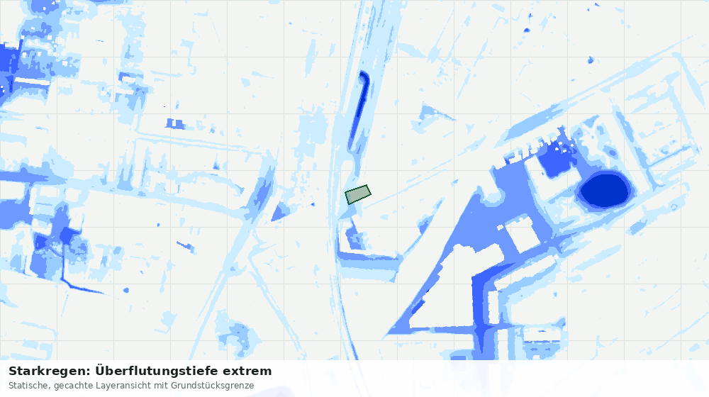 Statische Kartenansicht: Starkregen: Überflutungstiefe extrem