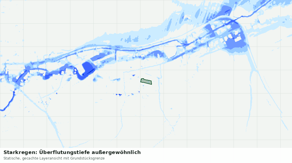 Statische Kartenansicht: Starkregen: Überflutungstiefe außergewöhnlich