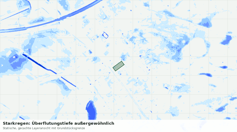 Statische Kartenansicht: Starkregen: Überflutungstiefe außergewöhnlich