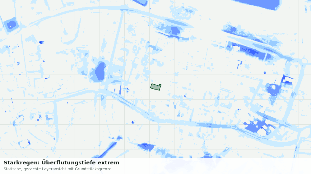 Statische Kartenansicht: Starkregen: Überflutungstiefe extrem