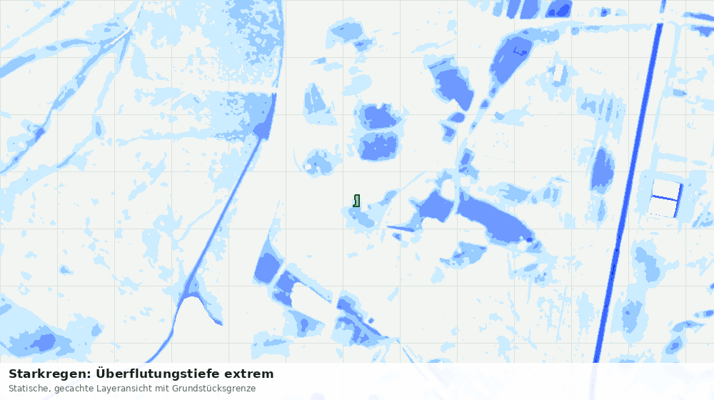 Statische Kartenansicht: Starkregen: Überflutungstiefe extrem