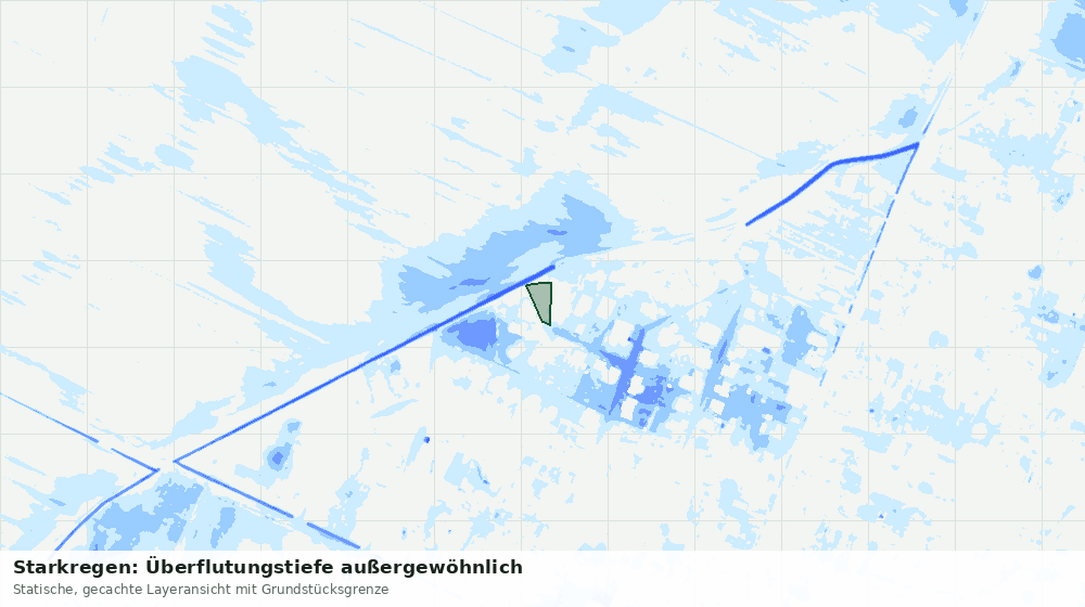 Statische Kartenansicht: Starkregen: Überflutungstiefe außergewöhnlich