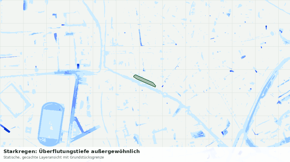 Statische Kartenansicht: Starkregen: Überflutungstiefe außergewöhnlich