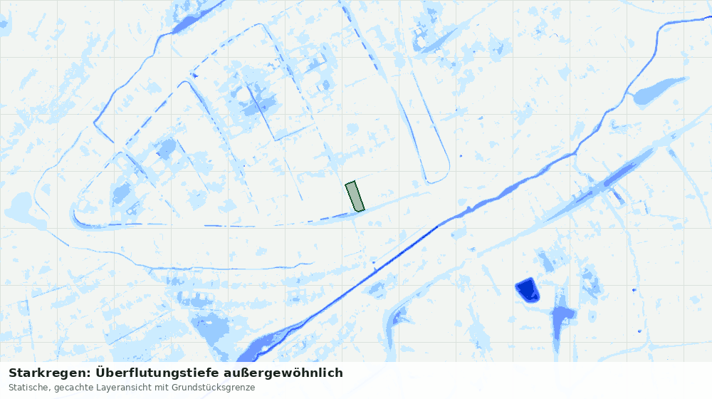 Statische Kartenansicht: Starkregen: Überflutungstiefe außergewöhnlich