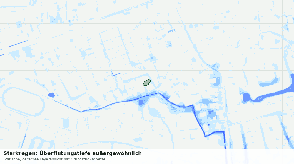 Statische Kartenansicht: Starkregen: Überflutungstiefe außergewöhnlich